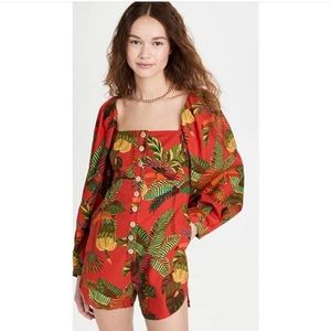 Farm Rio Red Forest Birds Romper